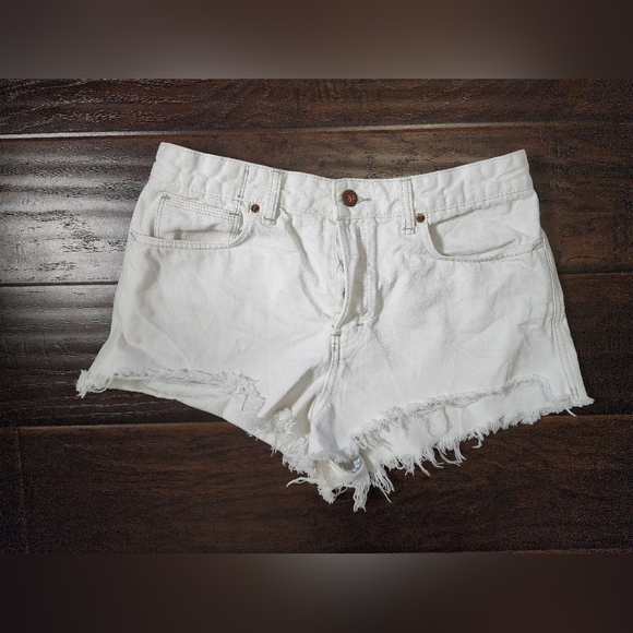 Free People Super Short Cut Off White Shorts - Picture 1 of 7